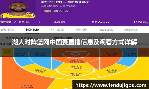 湖人对阵篮网中国赛直播信息及观看方式详解